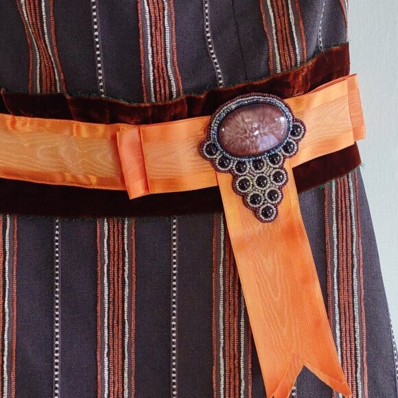 Eva Franco Anthropologie Strapless Striped Dress Embroidered Whimsigoth Size 8 - Picture 8 of 10